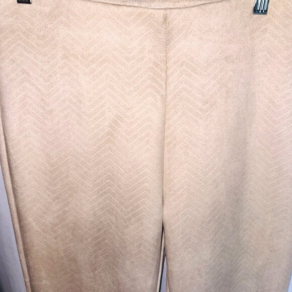 New Paparazzi Beige Stretch Faux Suede Leggings Herringbone Embossed Pant Office - Picture 6 of 9